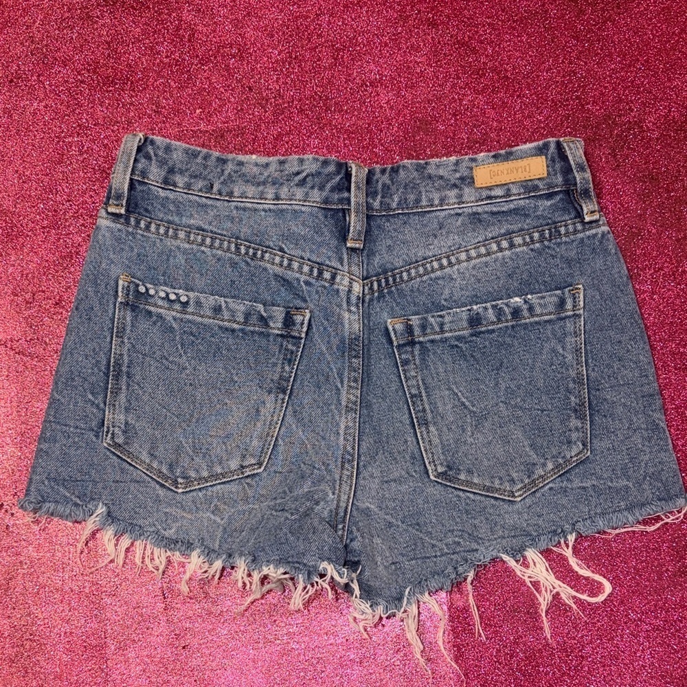 Blank NYC Blue Distressed Jean Shorts - Picture 2 of 5